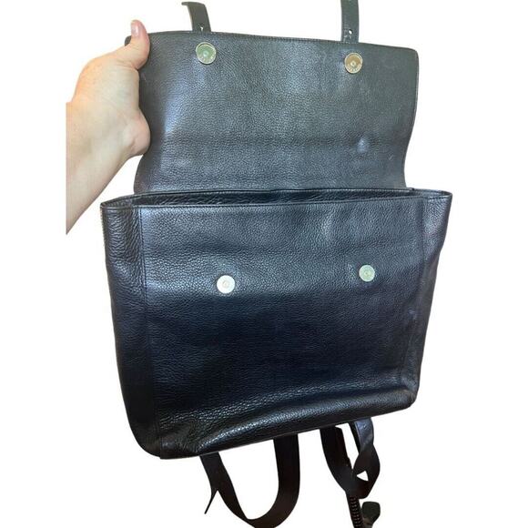 J. Estina Black Pebbled Leather Backpack Style Computer Bag Brief Case - Picture 13 of 16